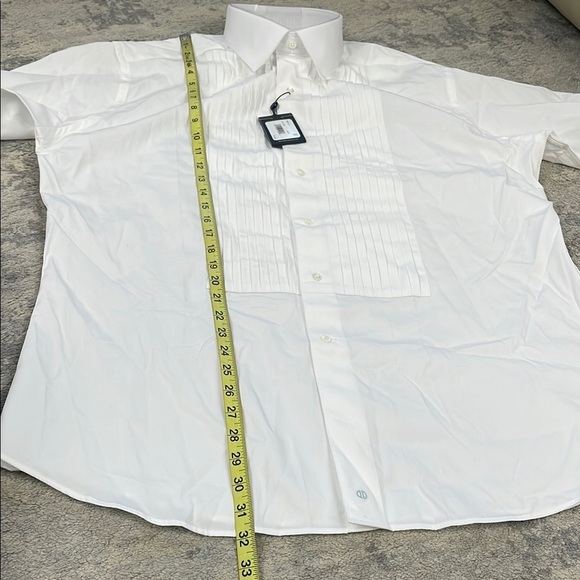 NWT David Donahue Trim Fit 18 Pleated Bib Front Formal Shirt White Sz 17.5 - Picture 8 of 13
